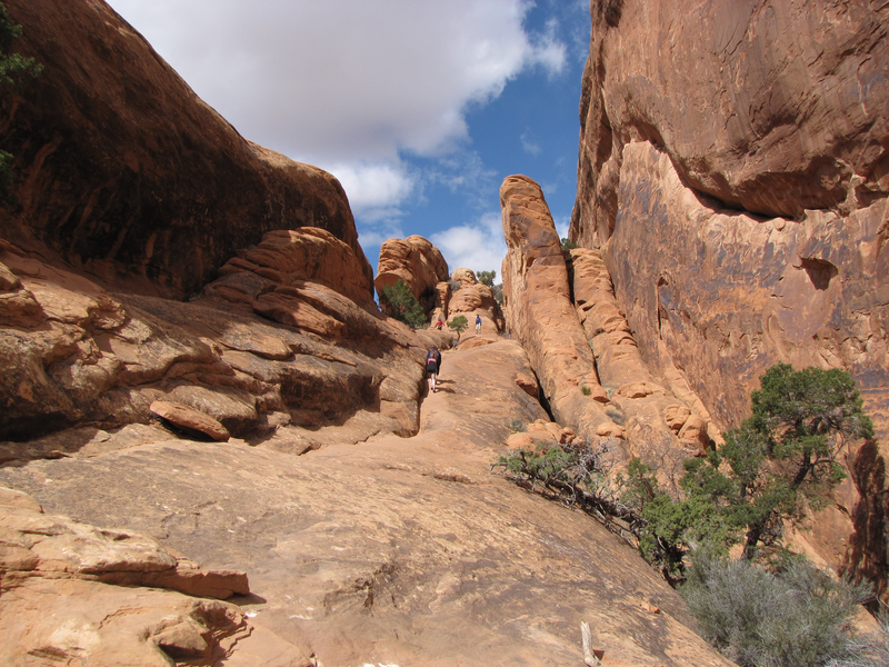 Ascent up slickrock.  Be careful!