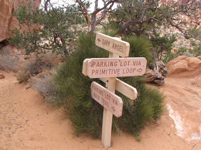 Sign near arch