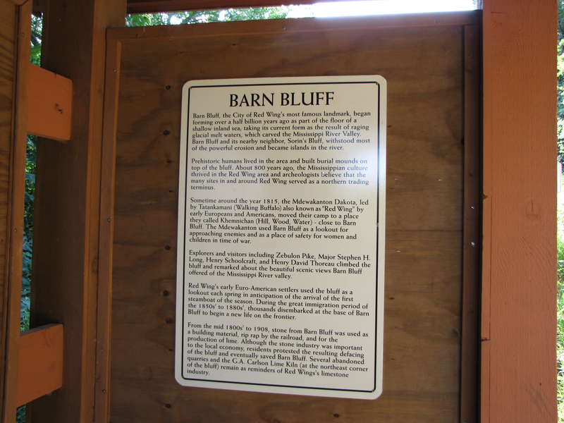Barn bluff history sign