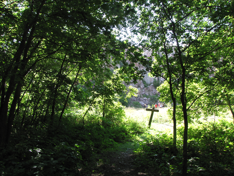 Exiting the woods to the quarry