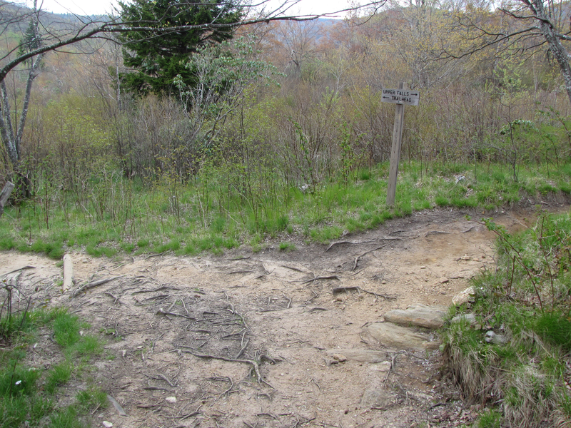 Side trail - go right to the upper falls, then return here and go left