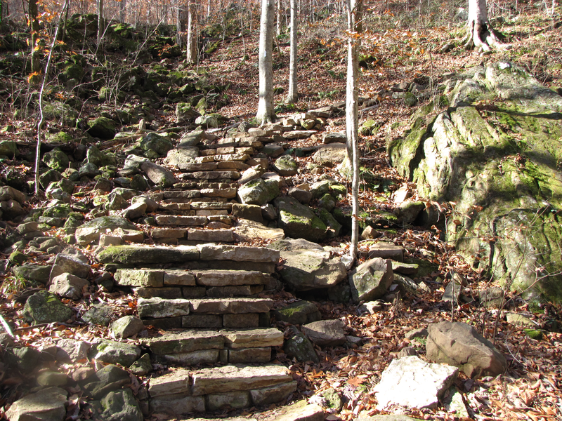 Stairs past the bridge