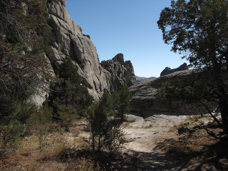 Trail along the base of a wall