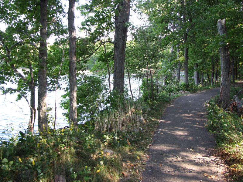Following the paved trail along the shore