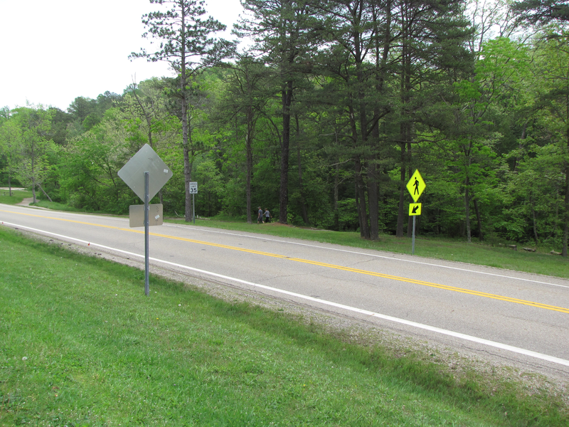 Cross at the cross walk sign