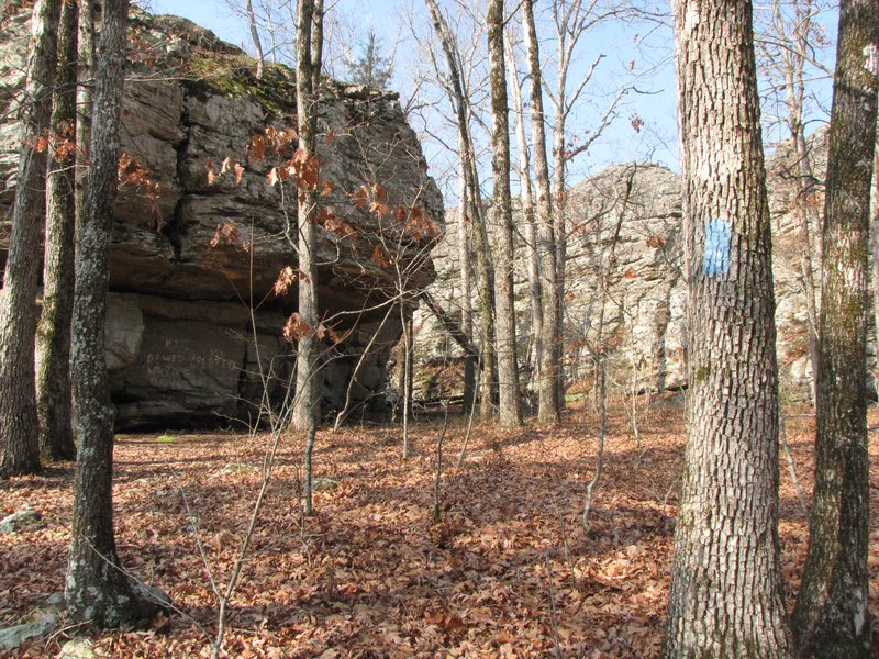 Blue blaze marks the trail
