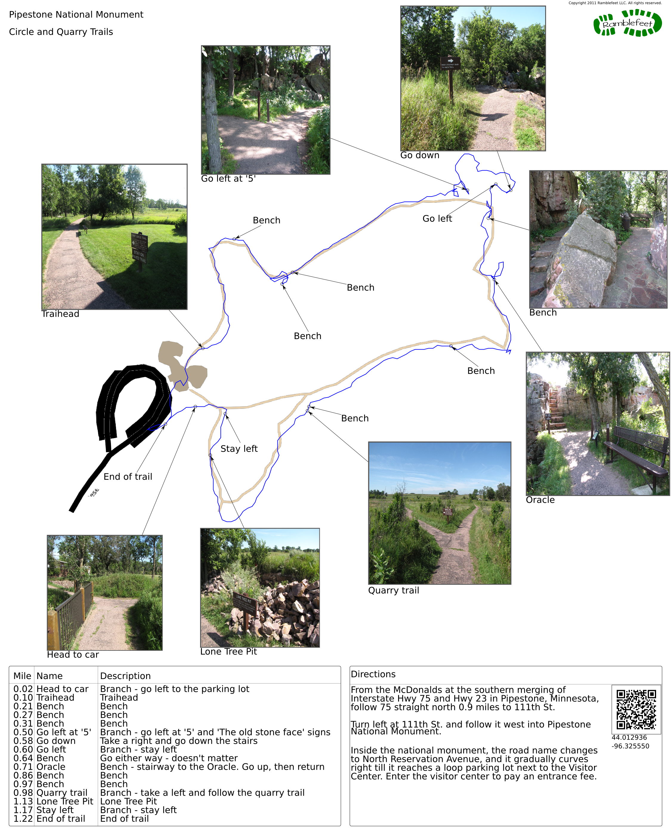 Pipestone National Monument Map Pipestone National Monument, Circle And Quarry Trails