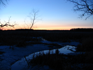 Spring stream at sunset